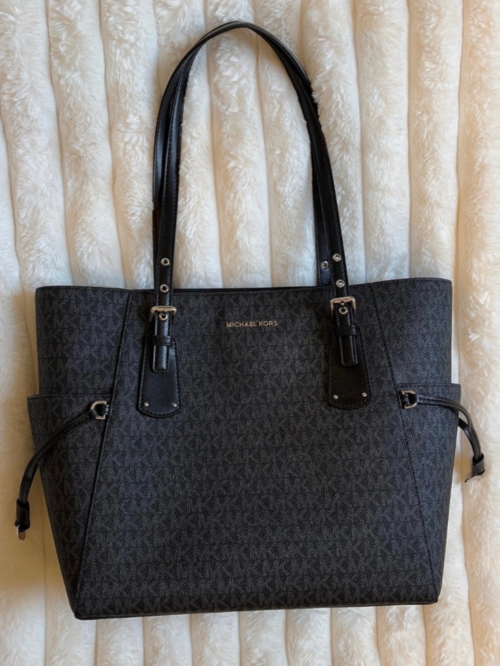 Michael Kors Black Signature Logo Tote Bag — Voyager Style - NWT